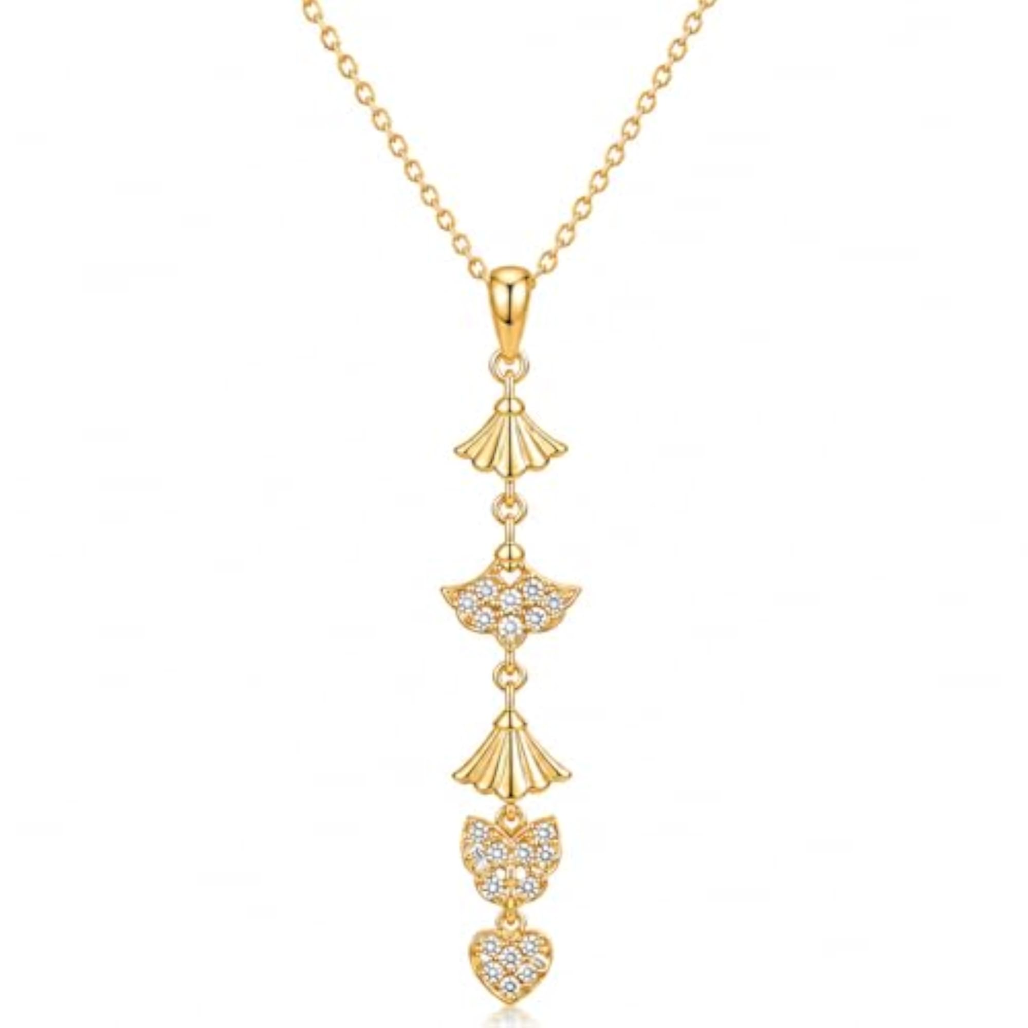 Women's Gold Plated Long Drop American Diamond Pendant